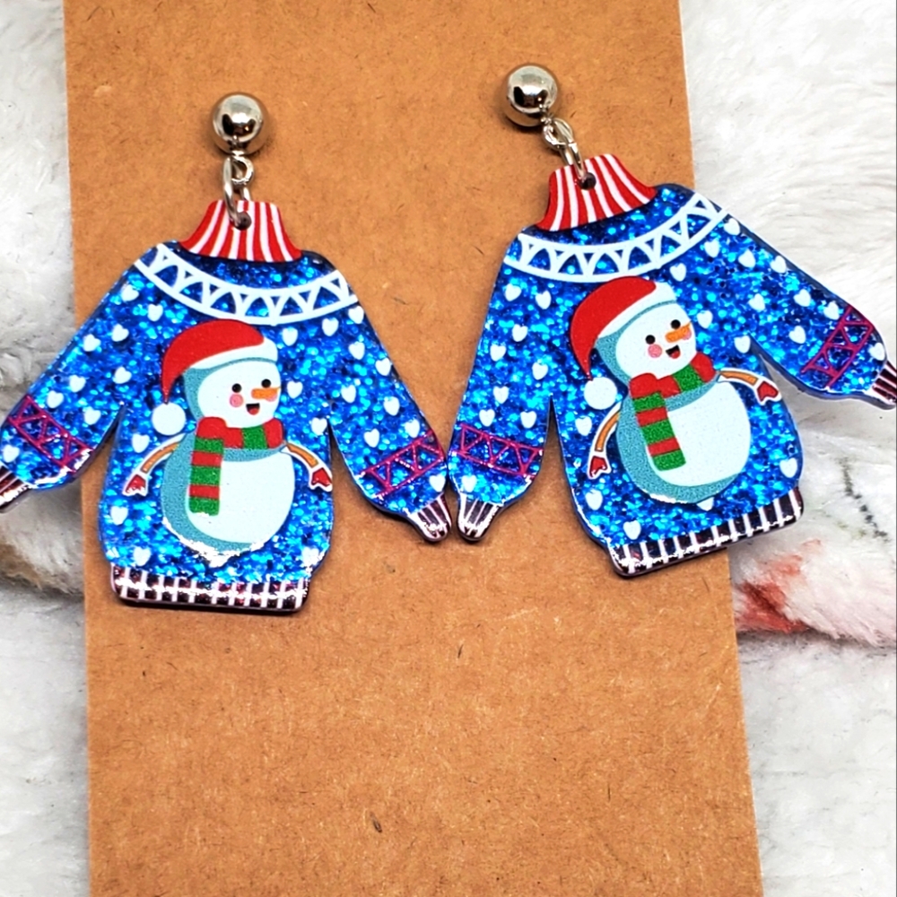 7/$10 Christmas Sweater Earrings, New